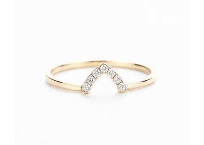 Minimalist CZ Studded V Ring with Gold Plated